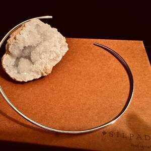 Sterling Silver Modern Minimalist Choker Collar Necklace